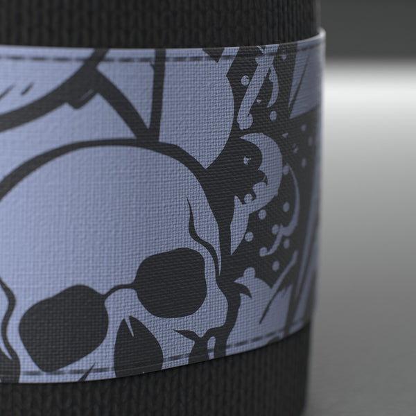 VOLT elastic wrist wraps, BlackEdition (grey print), close-up of the printed band #BlackEdition