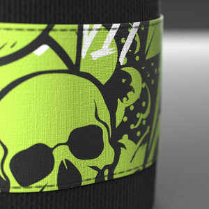 VOLT elastic wrist wraps, Original (lime print), close-up of the printed band #Original