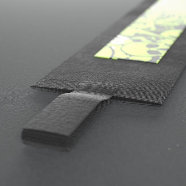 VOLT elastic wrist wraps, Original (lime print), close-up of the thumb loop #Original