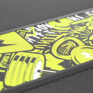 VOLT IronBelt 4" weightlifting belt, Original (lime print), close-up of the printed pattern #IronBeltOriginal