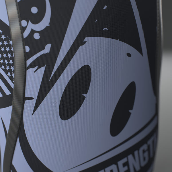 VOLT knee sleeves, BlackEdition (grey print), close-up of the printed pattern #BlackEdition