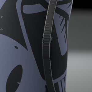 VOLT knee sleeves, BlackEdition (grey print), close-up of the double-stitched seam #BlackEdition