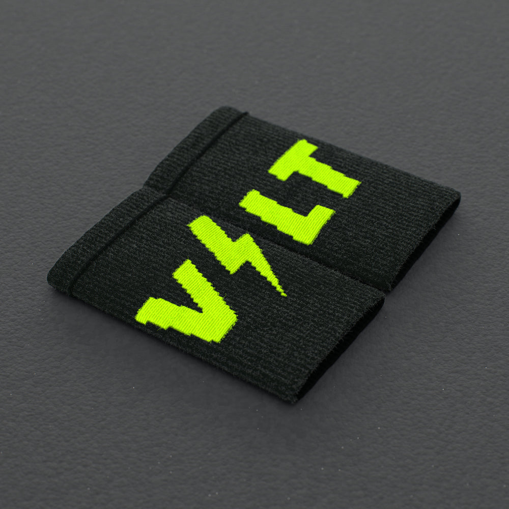 VOLT sweatbands, all eight colourways on a grey rubber gym floor